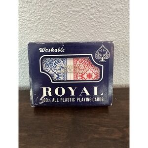 Royal Plastic Playing Cards 100% Washable Plastic 2 Decks Red Blue Complete